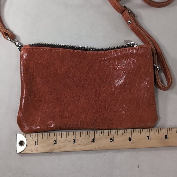 Maxon Collection Italy Leather Crossbody Burnt Orange Brown Adjustable Strap - Picture 6 of 13